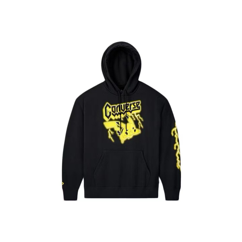 Converse Pokemon Pikachu 25th Celebration Tour Hooded Black Sweatshirt Size XS